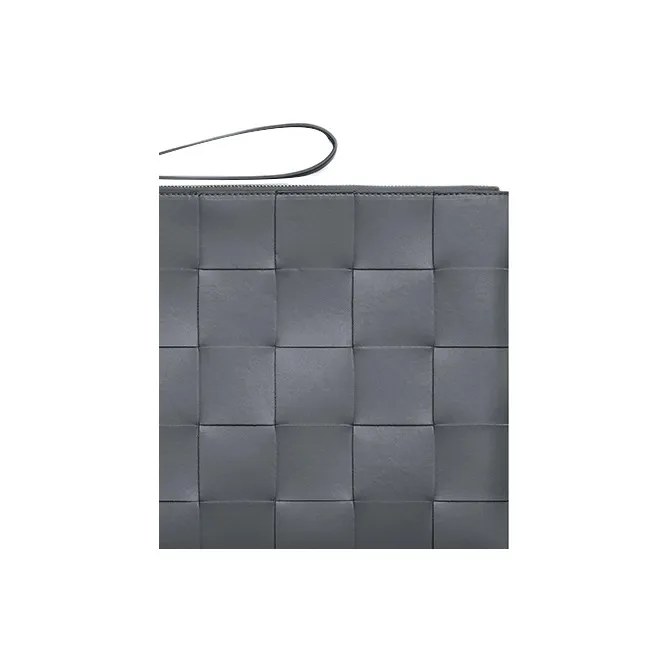 Bottega Veneta Calfskin Clutch Tubas Men's Gray-3