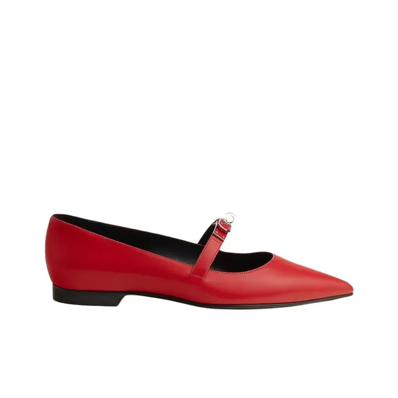 HERMES Kelly Casual Single Shoes Women's Red-1