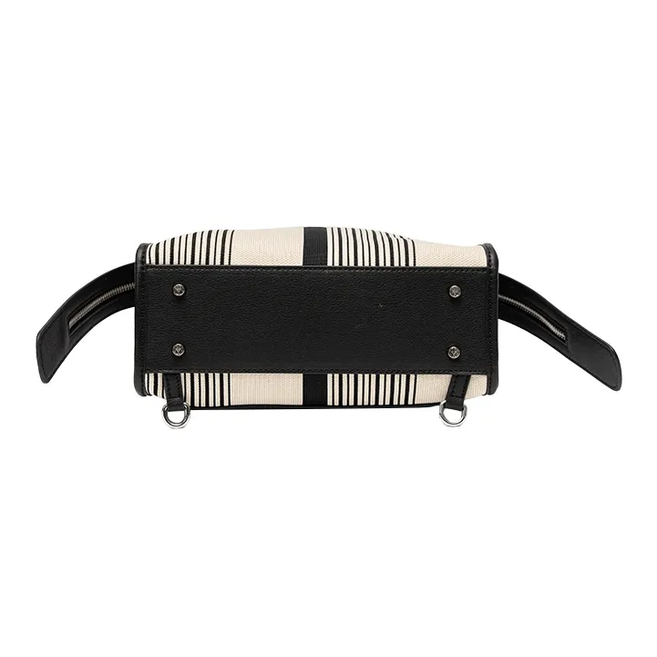 OMI Split Cow Leather Composite Leather With Textile Shoulder Bag Crossbody Bag Handbag Women's Black White Pattern-2