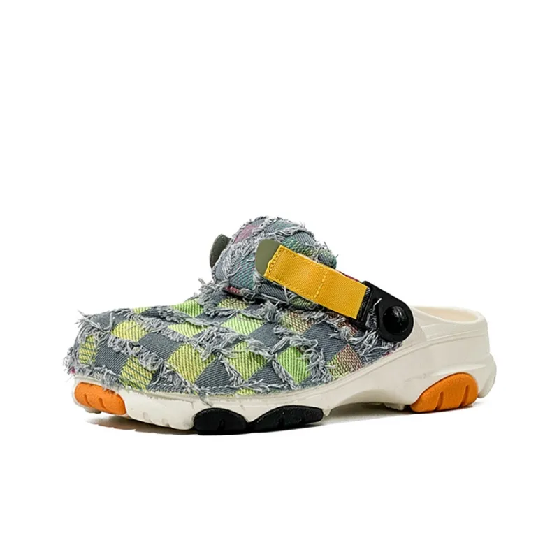 OUBT Slip Resistant Abrasion Resistant Closed Toe Slippers Unisex White Orange-2
