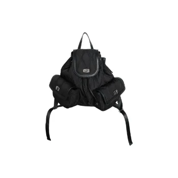 YAMAGUCHI MIOKO Imitation Silky Cotton Backpack Unisex Herringbone Black