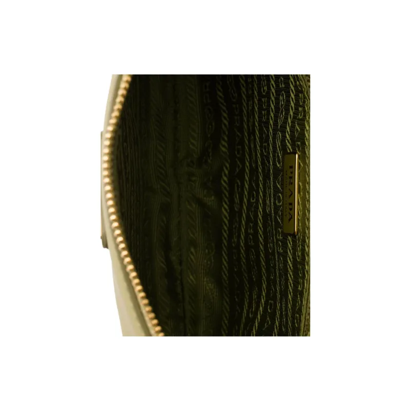 PRADA Leather Clutch Shoulder Bag Women's Light Grass Green-3