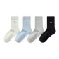 [4 Pack, 100% cotton Boneless Anti-Pilling]Heart White+Heart Blue+Heart Gray+Heart Black