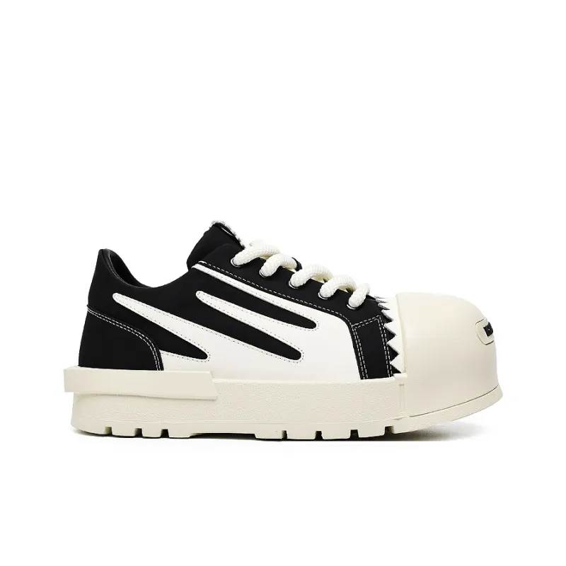OUBT Fashion Big Head Casual Trendy Shoes Breathable And Slip Resistant Low Top Skateboard Shoes Unisex Black White-1