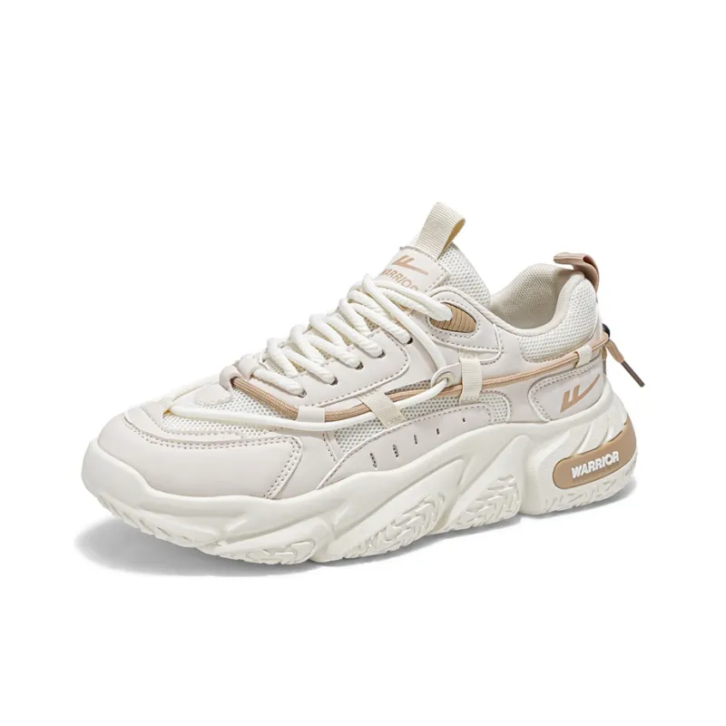 Warrior Height Increasing Wear Resistant Lightweight Slip Resistant Low Top Chunky Sneakers Men's Beige Khaki-1