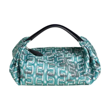 HERMES Balusoie Silk Patchwork Hunter Cow Leather Handbag Women's Saint-Cyr Blue & Indigo