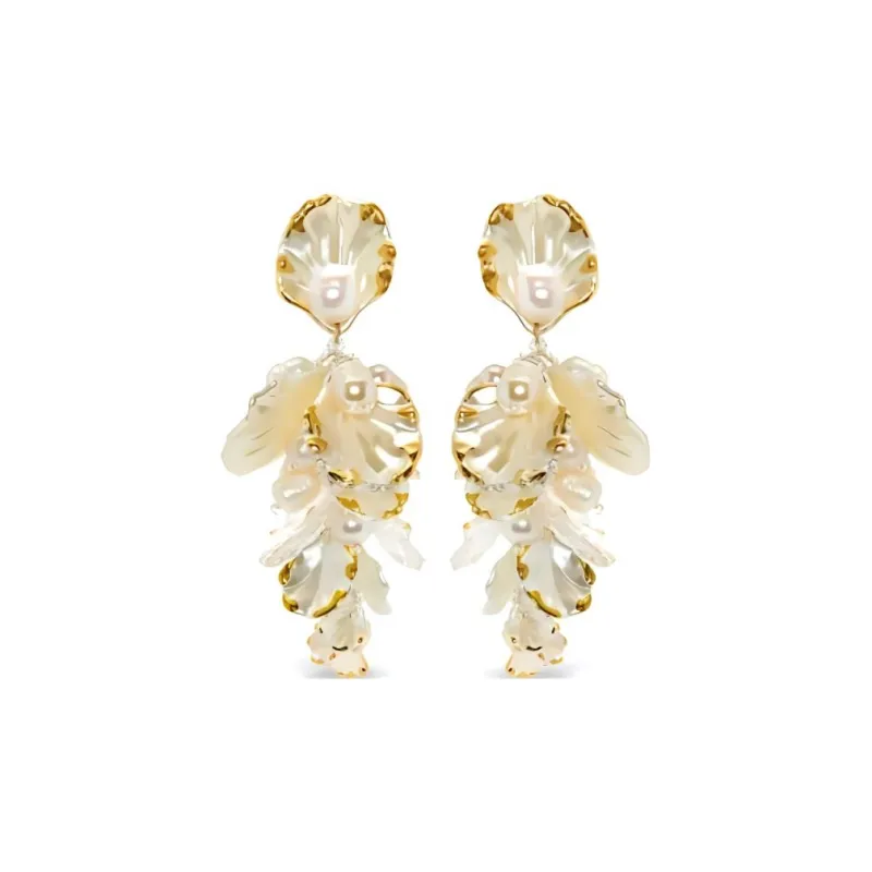 Oscar De La Renta Flower Mother Of Pearl Earrings-0
