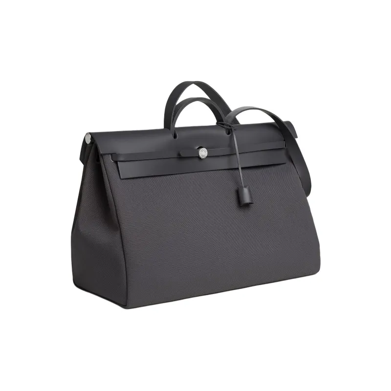 HERMES Herbag Zip Militaire Canvas With Hunter Cow Leather One Shoulder Handbags Regular Men's Slate Gray-1