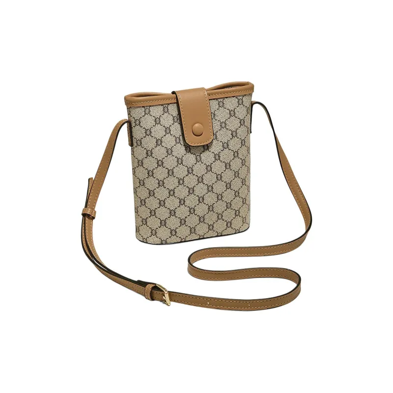 Old Man's Head Synthetic Leather Crossbody Bag Women's Gray/Coffee-3