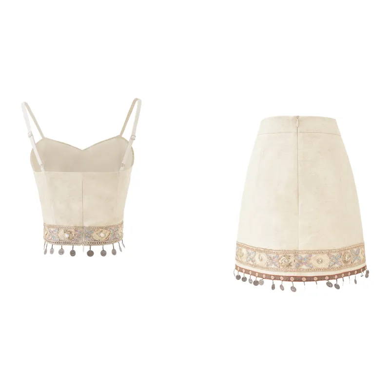 Blovelan Skirt Set Women's Wheat Apricot-1