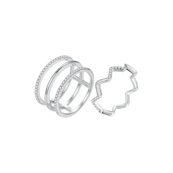 ZEGL White Gold Plated Copper Rings Women's
