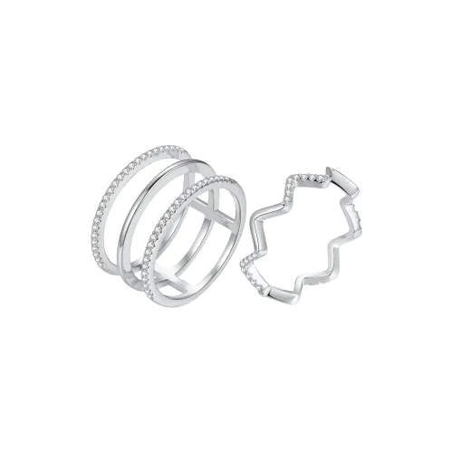 ZEGL White Gold Plated Copper Rings Women's