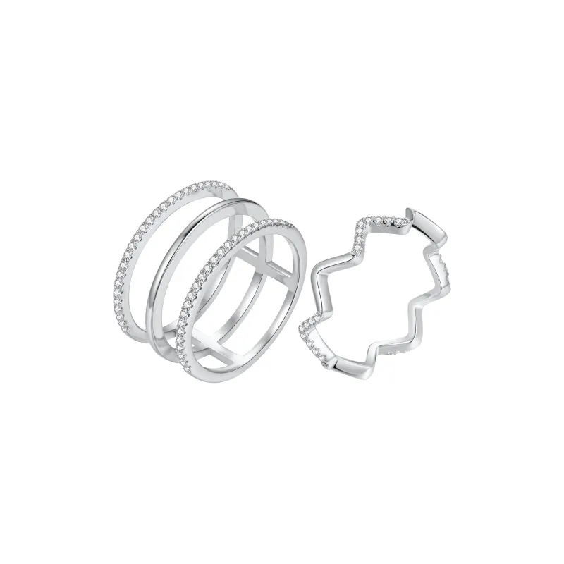 ZEGL White Gold Plated Copper Rings Women's-0