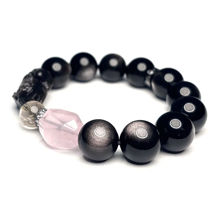 MOUNTAINS AND MANS Obsidian Luxury Good Luck Beaded Bracelet Men's-1