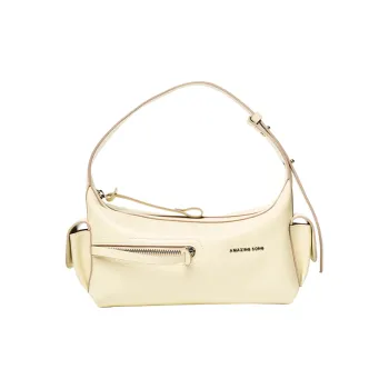 AMAZING SONG Cow Leather Crossbody Shoulder Bags Regular Women's Elegant Black/Cream White/Ancora Red