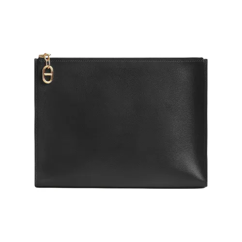 HERMES ZipengoChaine D'Ancre Calfskin Clutch Large Size Men's 89 Noir Black