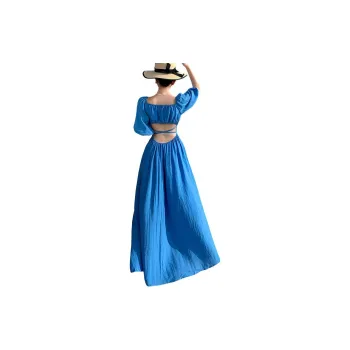 DOSOHEB Short Sleeved Dresses Women's Sky Blue