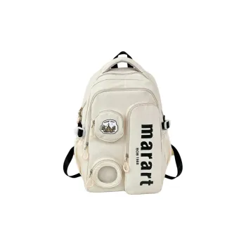 URBAN FOREST Nylon Backpack Regular Unisex Ecru/Light Gray/Black/Yellow/Pink