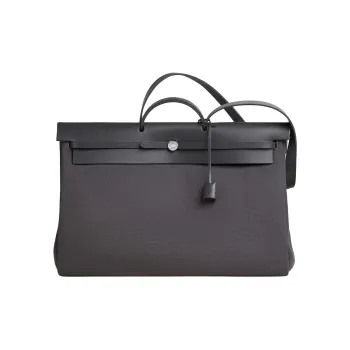 HERMES Herbag Zip Militaire Canvas With Hunter Cow Leather One Shoulder Handbags Regular Men's Slate Gray