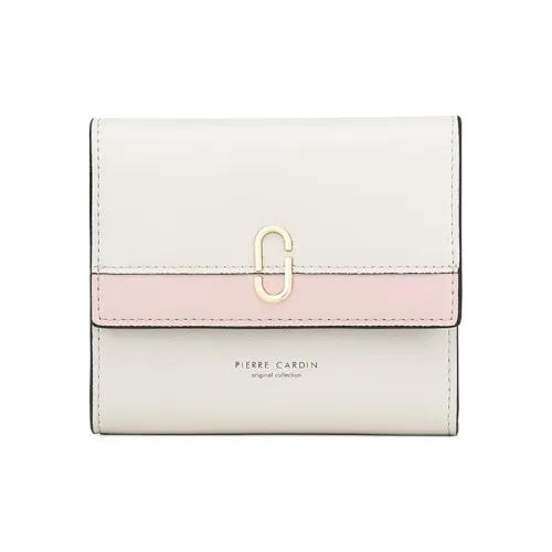 PIERRE CARDIN Synthetic Leather Trifold Wallet Women's Ecru/Pink