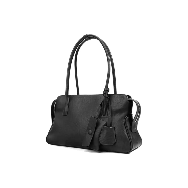 ROBERTA DI CAMERINO Vegetable Tanned Genuine Leather Shoulder Bag Women's Black/Dark Red-1