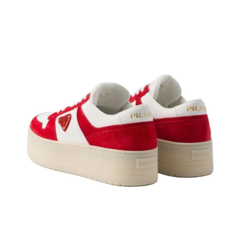 PRADA Downtown Low Top Skateboard Shoes Women's Red White-3