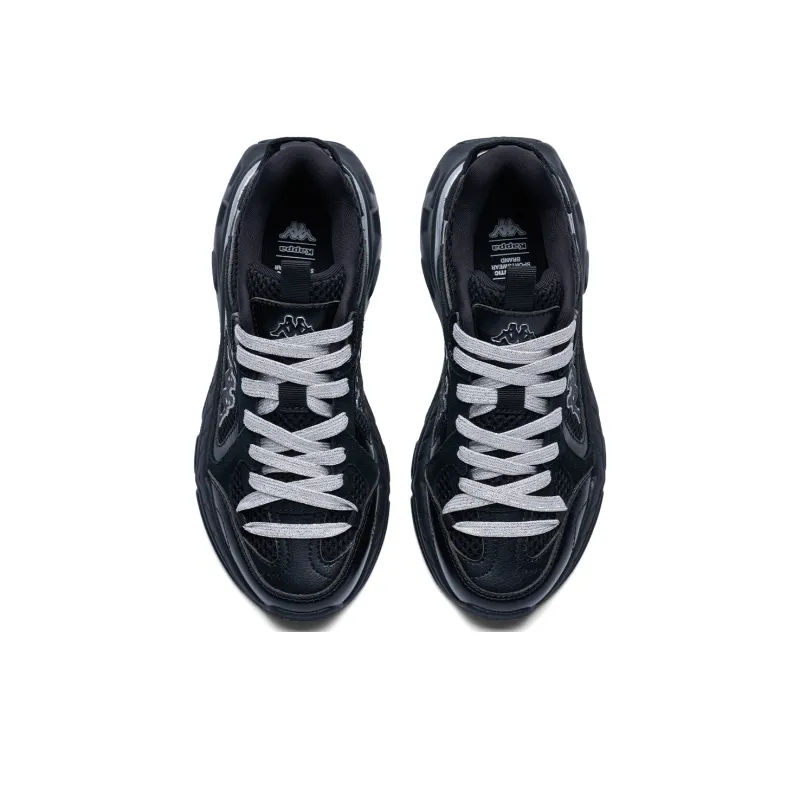 Kappa O.2000 Anti Slip Wear Resistant Low Top Running Shoes Women's Black Silver-3