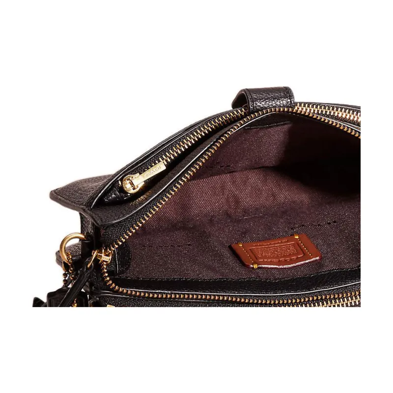 COACH Noa Pop Up Polished Pebbled Leather Crossbody Bag, Shoulder Bag Trumpets Women's Black-4