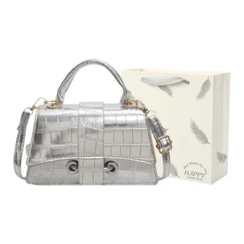 SEVENMOONS PU Handbag Shoulder Bag Unisex Black/Ecru/Silver/Gold