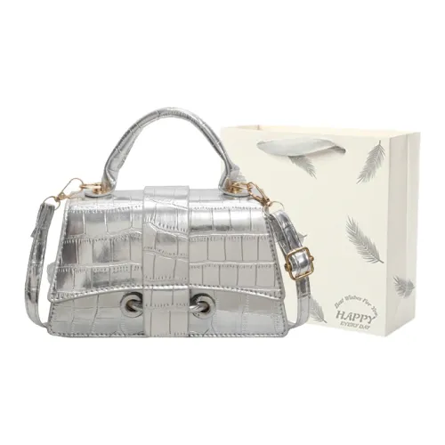 SEVENMOONS PU Handbag Shoulder Bag Unisex Black/Ecru/Silver/Gold