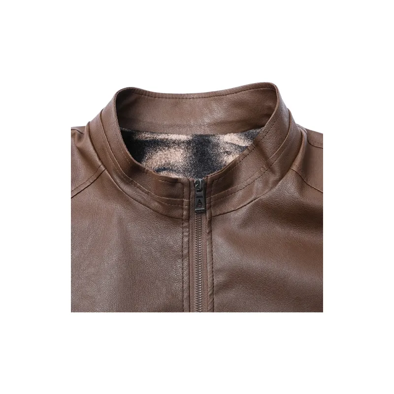 Fashion Leather Jacket Men's Classic Black-10