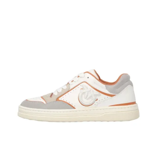 PINKO Love Birds Series Low-Top Skateboard Shoes Women's White Orange