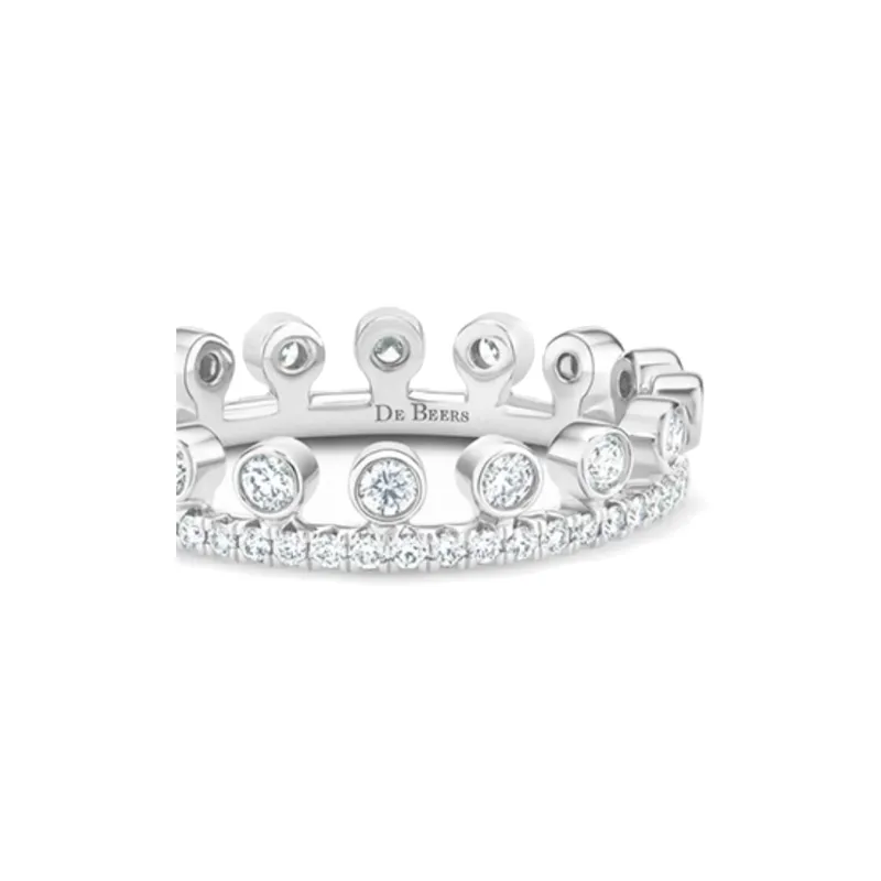 De Beers 18kt White Gold Dewdrop One Line Diamond Pave Band-2
