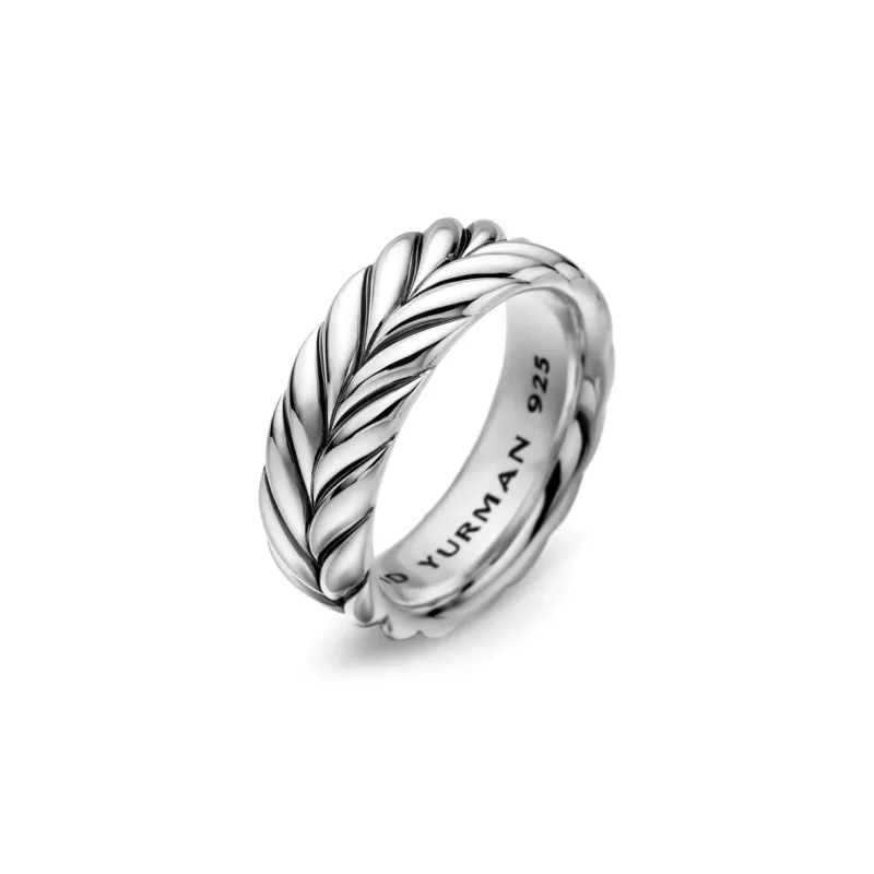 David Yurman Sterling Silver Chevron Band Ring 8.5mm-2