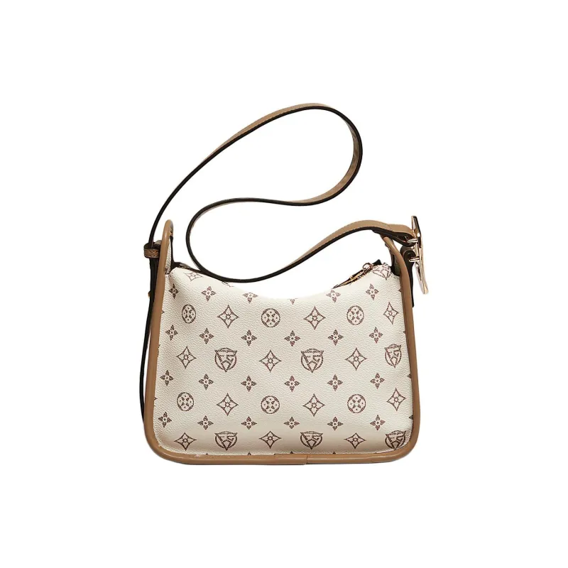 Old Man's Head Synthetic Leather Shoulder Bag Women's Beige-4