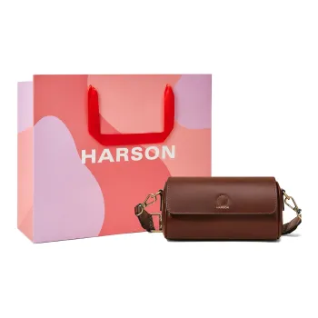 HARSON Cow Leather Patchwork Synthetic Leather Crossbody Bag Shoulder Bag Pillow Bag Women's Coffee