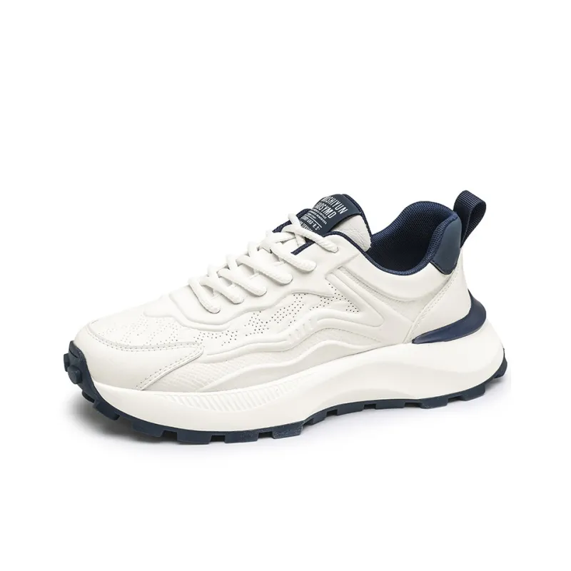 SENGUIBUCK Slip Resistant Breathable Height Increasing Low Top Chunky Sneakers Men's Gray Green-4