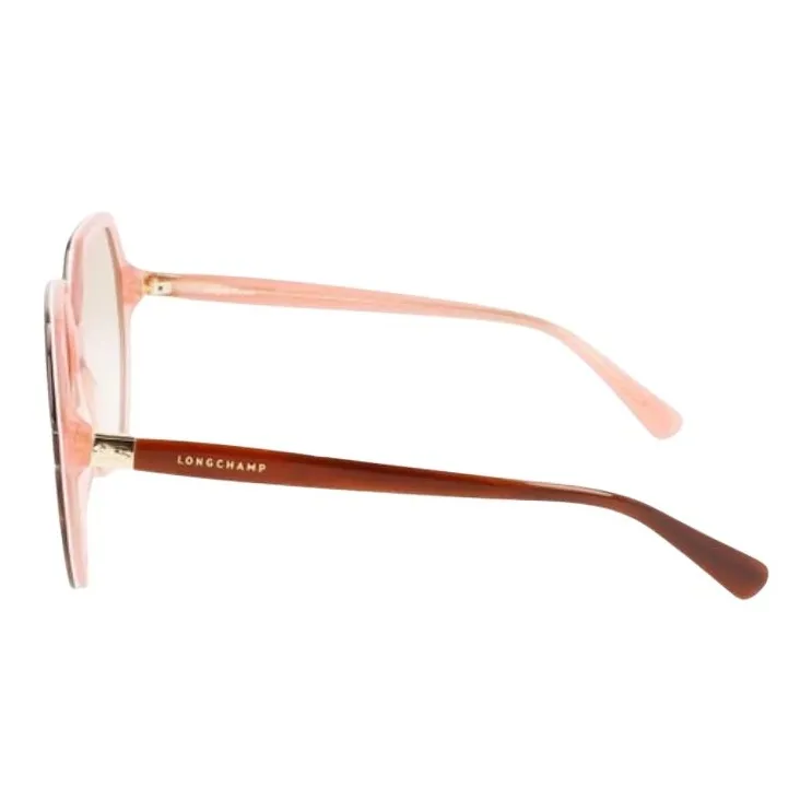 LONGCHAMP Acetate Irregular Shape Sunglasses Women's Brown-2