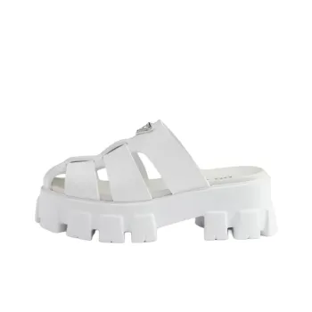 PRADA Monolith Closed Toe Slippers 5.5cm Women's White