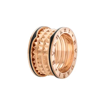 BVLGARI 18K Rose Gold Ceramic Rings Women's