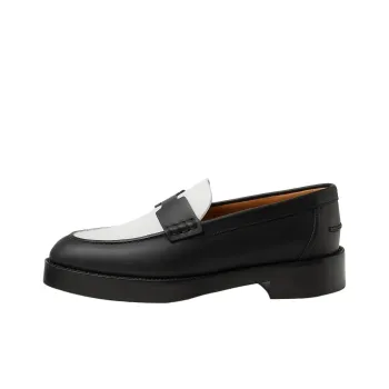 HERMES Hour Casual Single Shoes Women's Black White