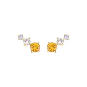 Radiant Stainless Steel Stud Earrings Women's Gold