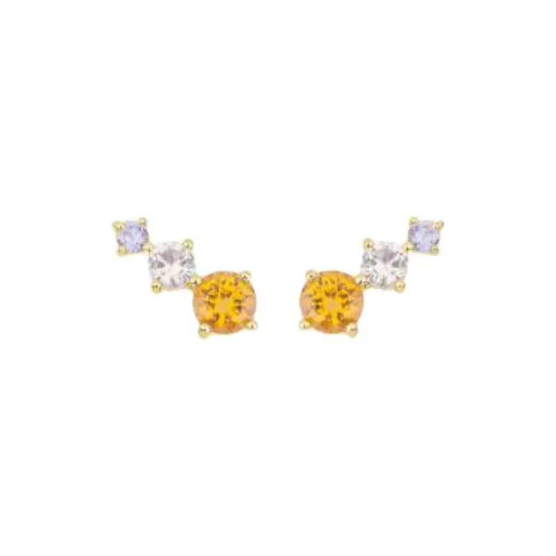 Radiant Stainless Steel Stud Earrings Women's Gold-0