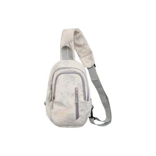 BRABOSTON Nylon Sling Bag Unisex Ecru/Black/Green