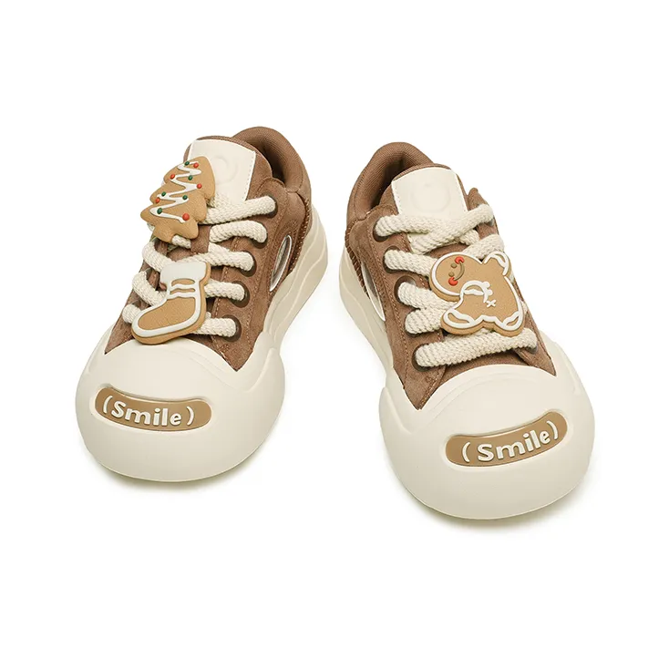 Angelmi Anti Slip Wear Resistant Low Top Skateboard Shoes Unisex Brown-3