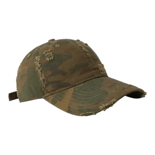 FREE RABBITⅡ Korean Style Vintage Washable Ripped Soft Top For A Smaller Face Baseball Caps Unisex-5