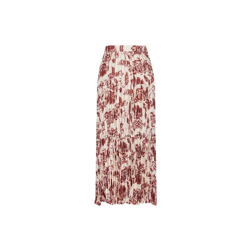 JZ. ANNAKRO Casual Long Skirts Women's Floral Rusty Red-1
