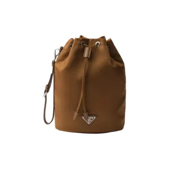 PRADA Re Nylon Fabric Bucket Bags Handbags Small Size Women's Brandy Brown