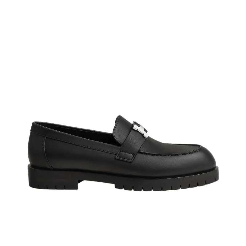 HERMES Faubourg Loafers Women's Black-1