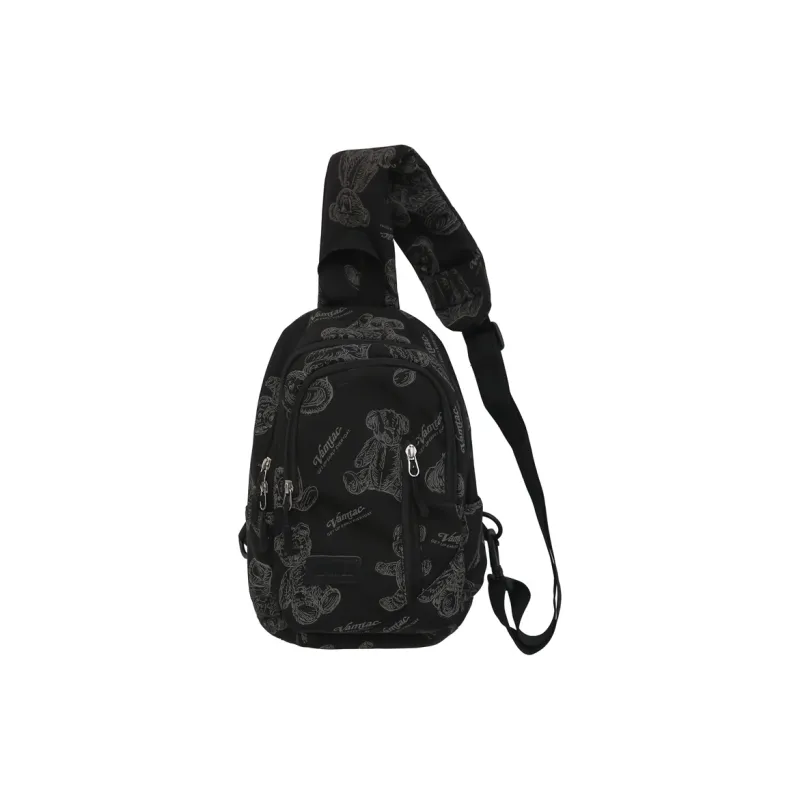BRABOSTON Nylon Sling Bag Unisex Ecru/Black/Green-5